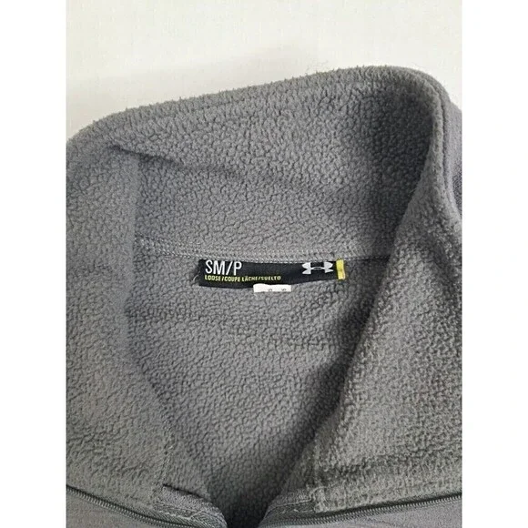 WOMENS Under Armour Loose Fit Fleece 1/4 Zip Pullover Small Gray - Picture 2 of 4